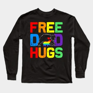 LGBTQ Bear Free Dad Hugs Proud Ally Flag Pride Long Sleeve T-Shirt